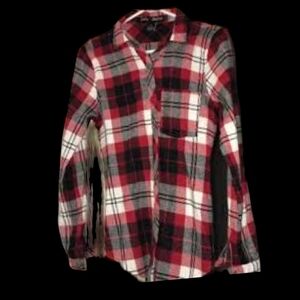 Polly & Esther LG Red Plaid Flannel Button Down Shirt